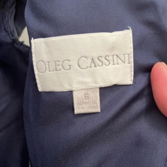 Oleg Cassini | Metallic Brocade Knee Length Dress - Picture 4 of 11